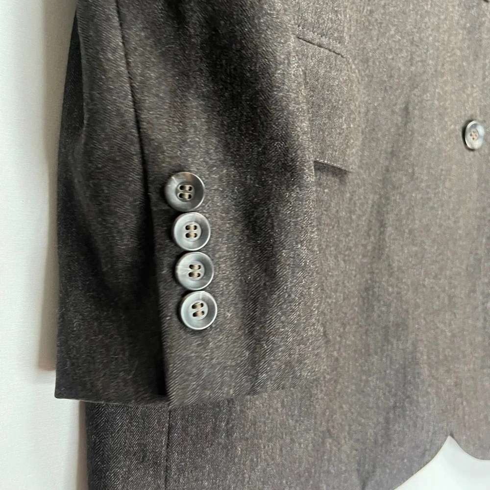 Vintage Chaps Ralph Lauren Mens Virgin Wool Blazer Brown Herringbone Made USA